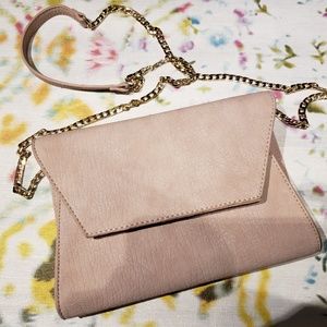 Blush Envelope Chain Clutch Vegan Leather